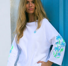 Cargar imagen en el visor de la galería, Sudadera Hippie palmera blanco