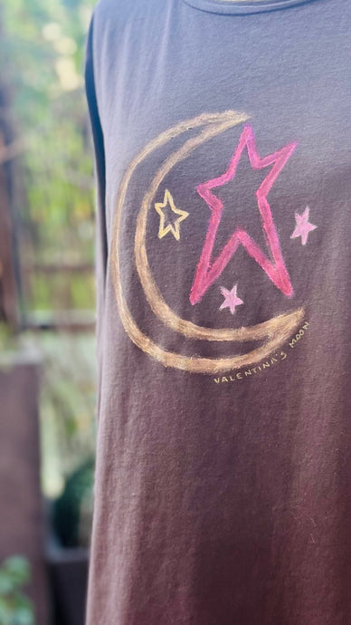 Camiseta Manga Larga Moon&star marrón pintada a mano