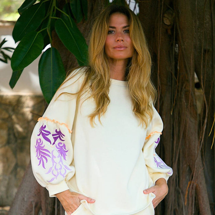 Sudadera GLOBO Marfil/ Malva Tartaruga